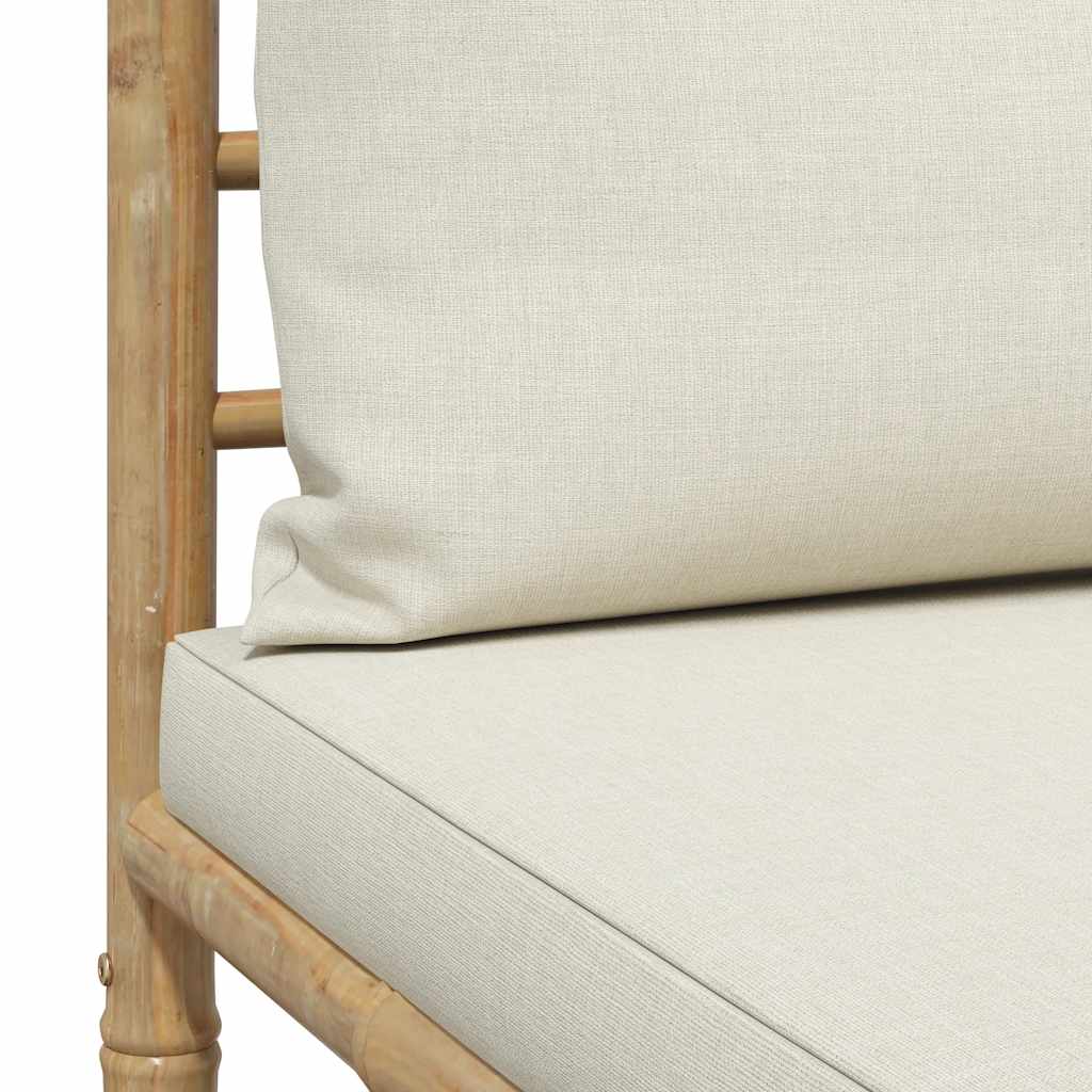 Garten-Mittelsofa mit Kissen Cremeweiß Bambus