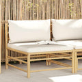 Garten-Mittelsofa mit Kissen Cremeweiß Bambus