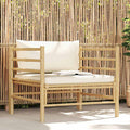 Gartensofa mit Kissen Cremeweiß Bambus