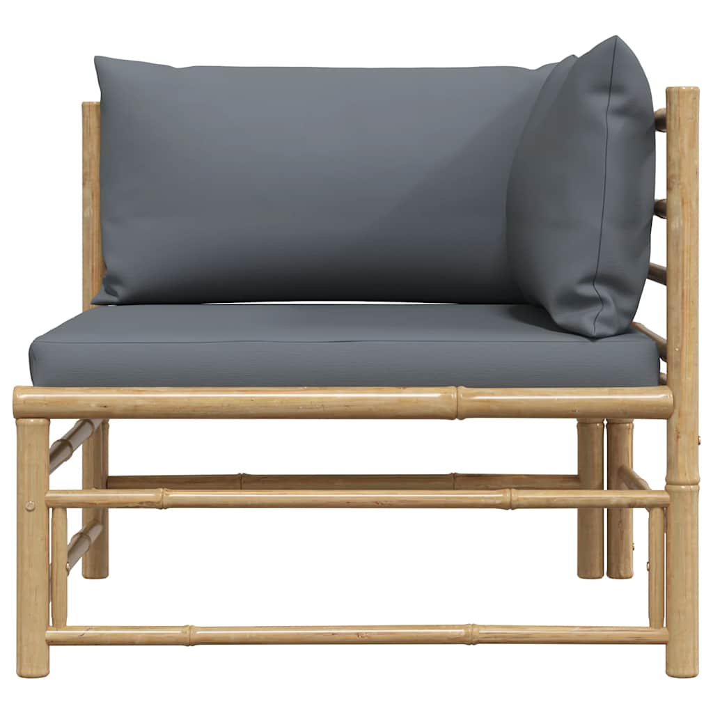 Garten-Ecksofa mit Dunkelgrauen Kissen Bambus