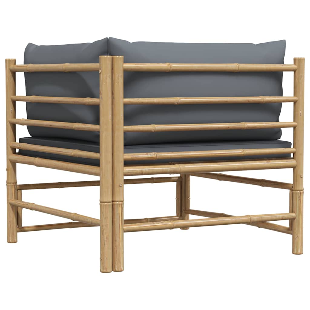 Garten-Ecksofa mit Dunkelgrauen Kissen Bambus