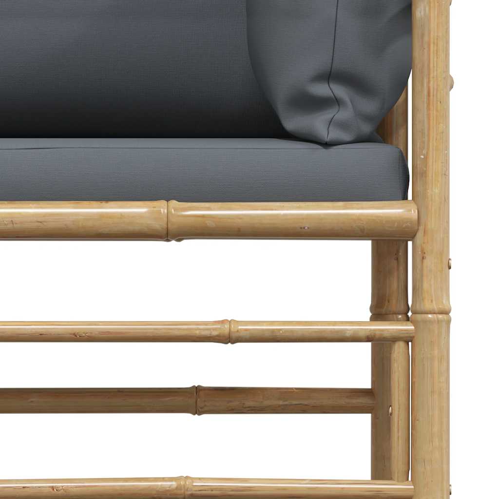 Garten-Ecksofa mit Dunkelgrauen Kissen Bambus