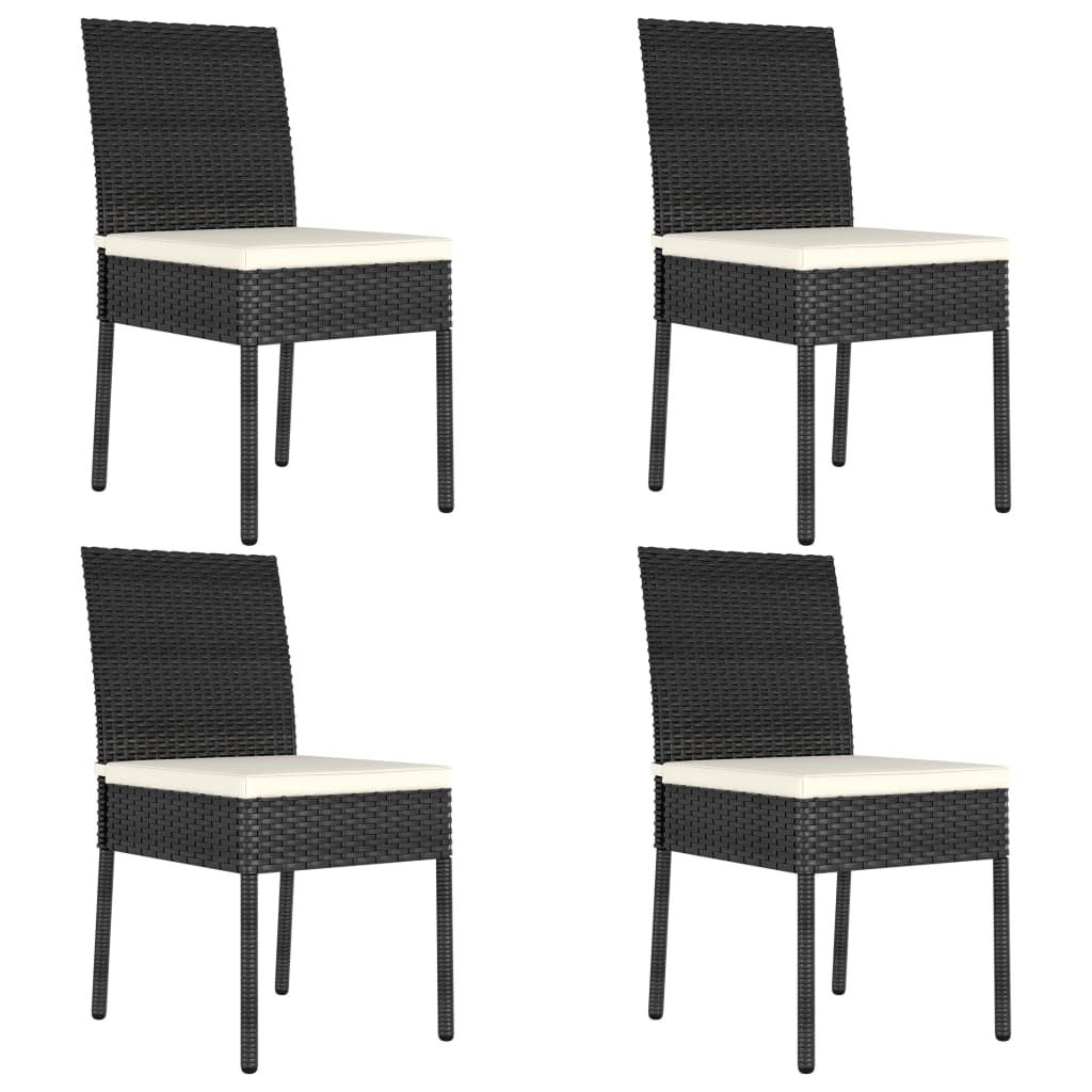 Garten-Essstühle 4 Stk. Poly Rattan Schwarz