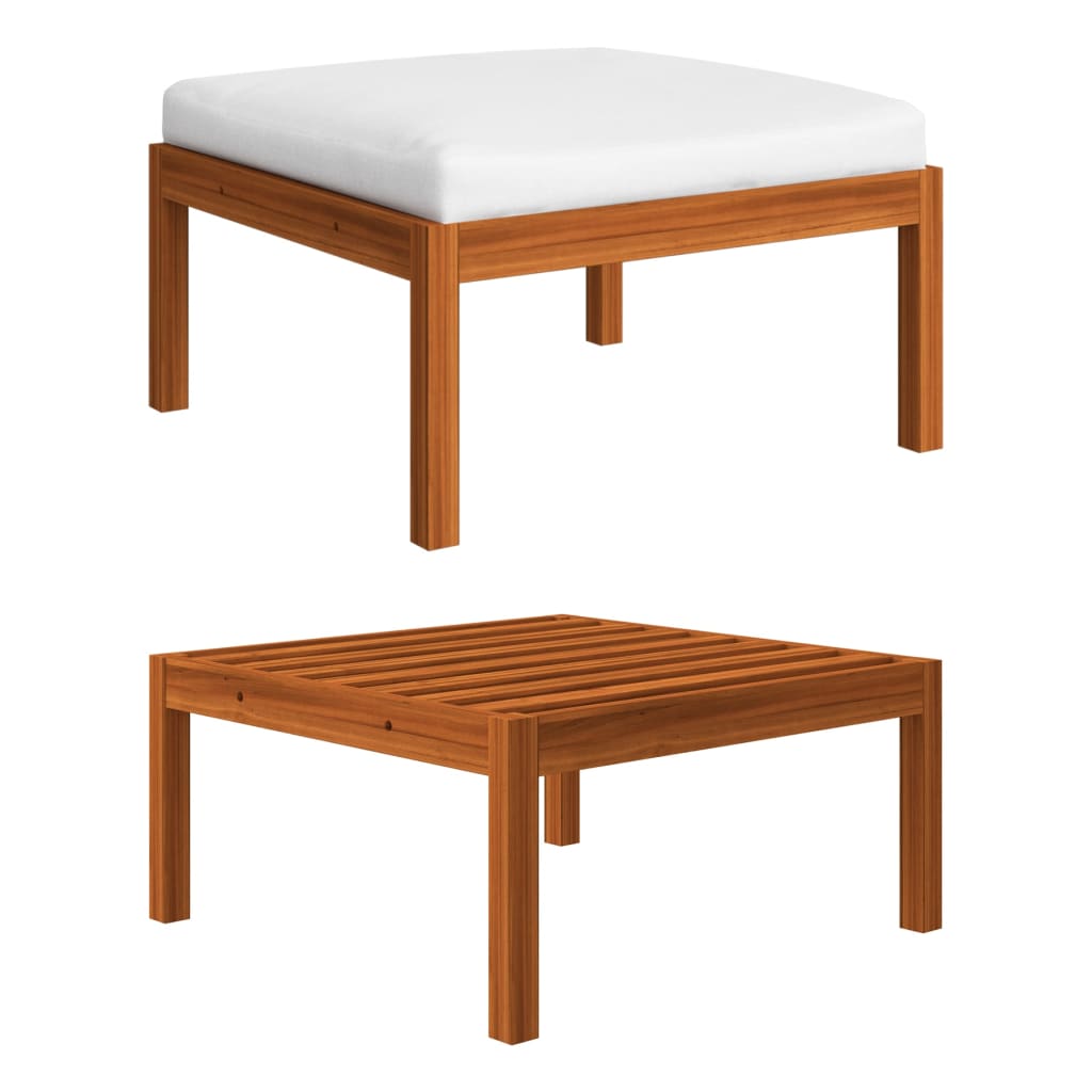6-tlg. Garten-Lounge-Set mit Kissen Cremefarbenes Holz Akazie & Seil