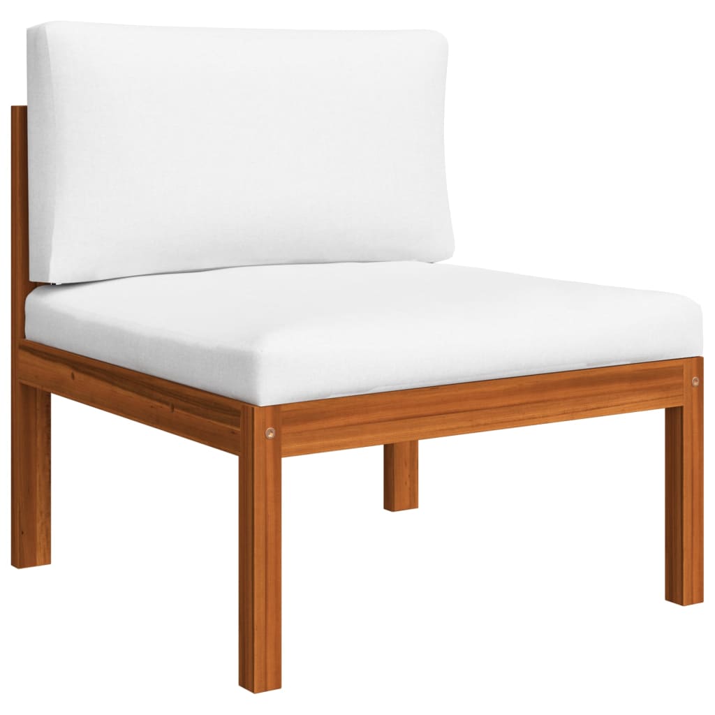 4-tlg. Garten-Lounge-Set mit Kissen Cremefarbenes Holz Akazie & Seil