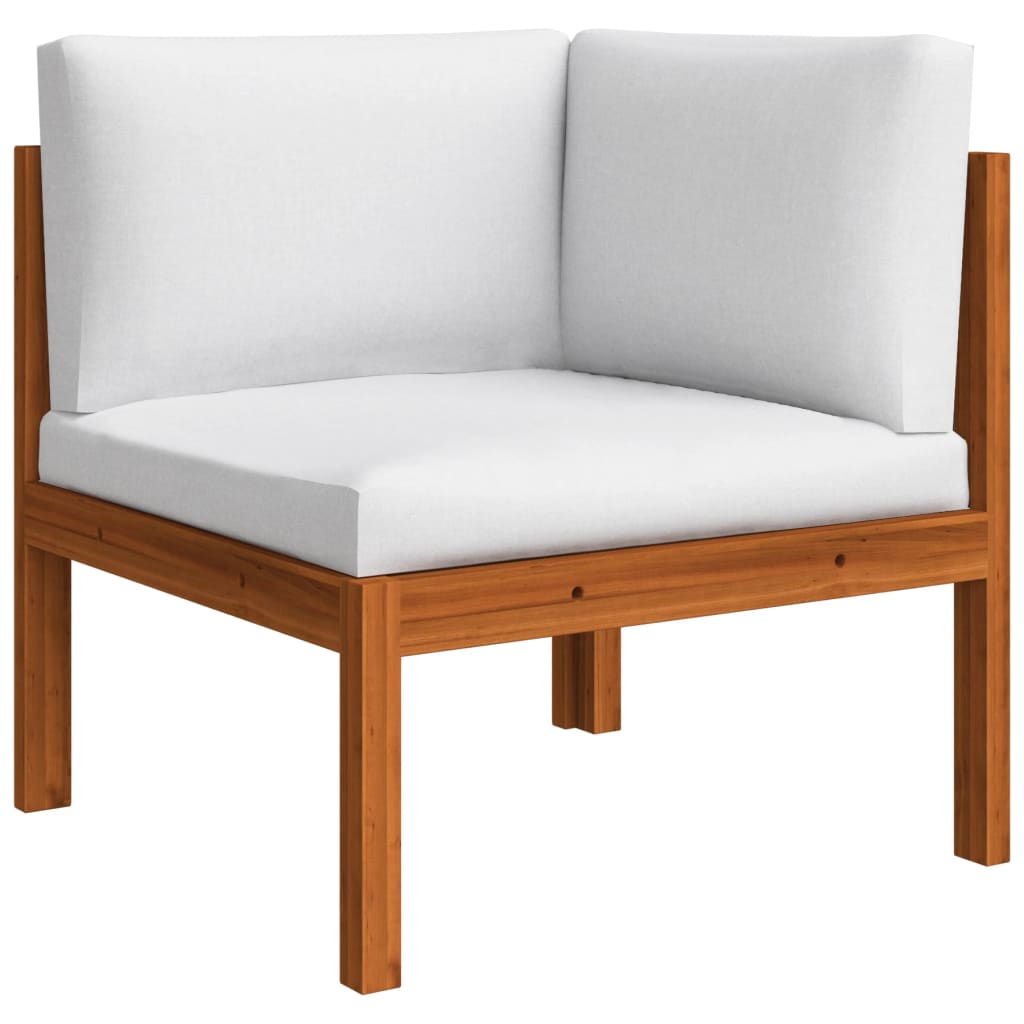 5-tlg. Garten-Lounge-Set mit Kissen Cremefarbenes Holz Akazie & Seil