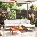 5-tlg. Garten-Lounge-Set mit Kissen Cremefarbenes Holz Akazie & Seil
