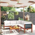 6-tlg. Garten-Lounge-Set mit Kissen Cremefarbenes Holz Akazie & Seil