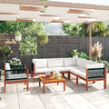 7-tlg. Garten-Lounge-Set mit Kissen Cremefarbenes Holz Akazie & Seil