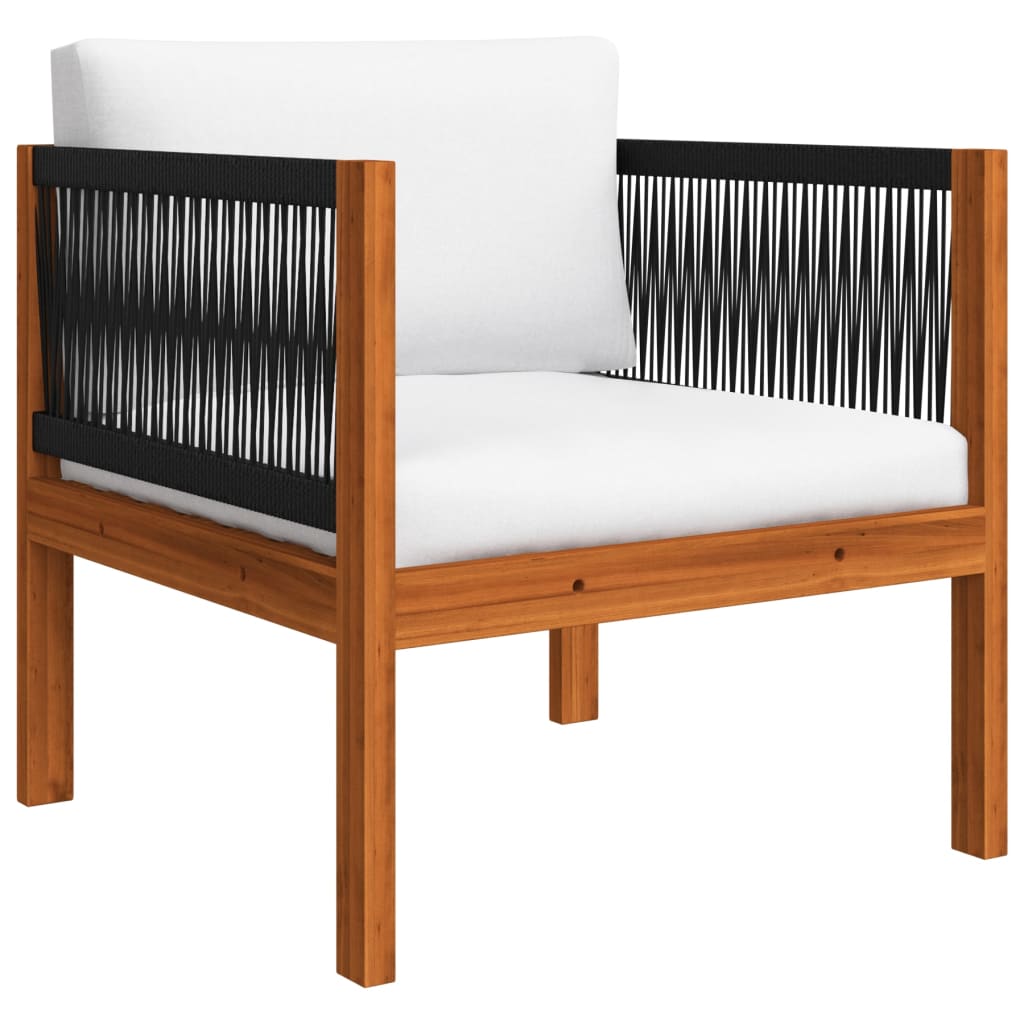 8-tlg. Garten-Lounge-Set mit Kissen Cremefarbenes Holz Akazie & Seil