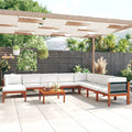 9-tlg. Garten-Lounge-Set mit Kissen Cremefarbenes Holz Akazie & Seil