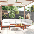 7-tlg. Garten-Lounge-Set mit Kissen Cremefarbenes Holz Akazie & Seil