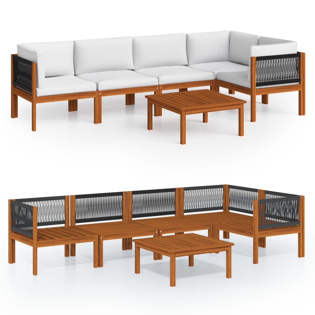 6-teiliges Garten-Lounge-Set mit Kissen Creme 63 x 63 cm