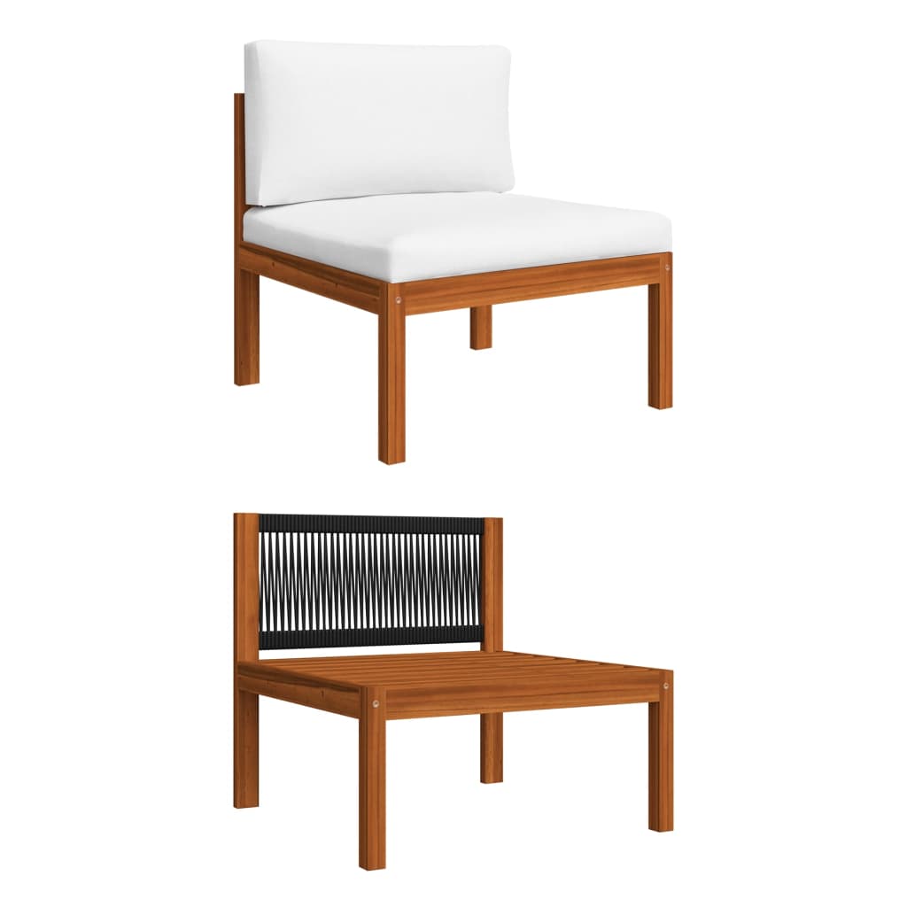 5-teiliges Garten-Lounge-Set mit Kissen Creme 63 x 63 cm