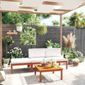 4-teiliges Garten-Lounge-Set mit Kissen Creme 63 x 63 cm