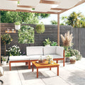 4-teiliges Garten-Lounge-Set mit Kissen Creme 63 x 63 cm