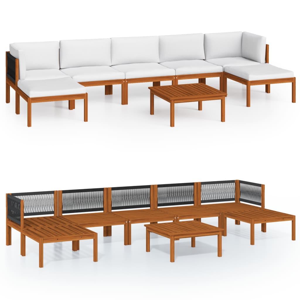 8-teiliges Garten-Lounge-Set mit Kissen Creme 63 x 63 cm