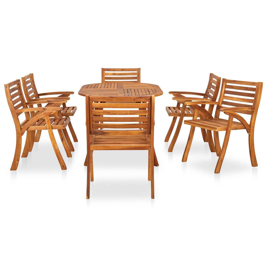 7-teiliges Garten-Ess-Set 150 x 90 cm Massivholz Akazie