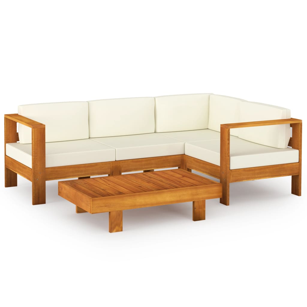 5-tlg. Garten-Lounge-Set mit Kissen 100x60 cm Akazienholz