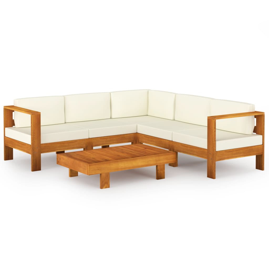 6-tlg. Garten-Lounge-Set mit Kissen 100x60 cm Akazienholz
