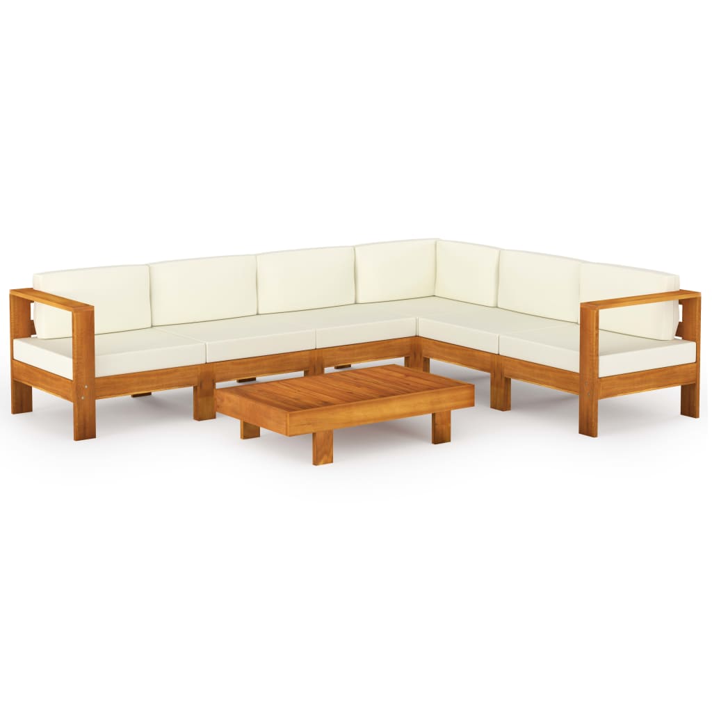 7-teiliges Garten-Lounge-Set mit Kissen 100 x 60 cm Akazienholz