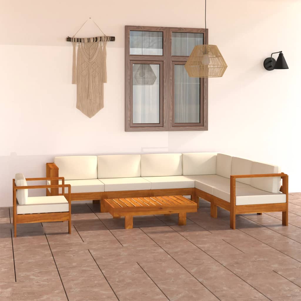 8-teiliges Garten-Lounge-Set mit Kissen 100 x 60 cm Akazienholz