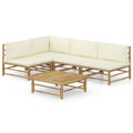 5-tlg. Garten-Lounge-Set mit Cremeweißen Kissen Bambus