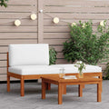 3-tlg. Garten-Lounge-Set mit Kissen Holz Akazie & Seil