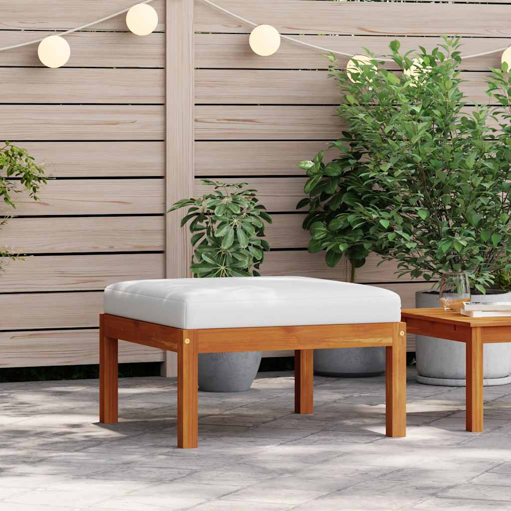 Garten-Fußhocker mit Auflage Akazie Massivholz