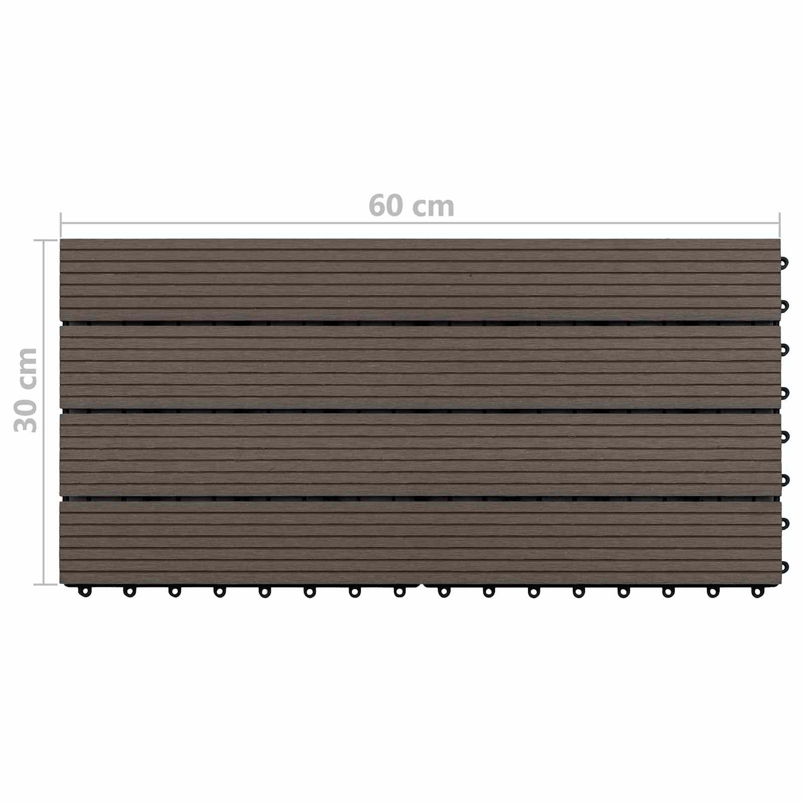 Terrassenfliese 6 pcs Dunkelbraun 60 x 30 cm WPC