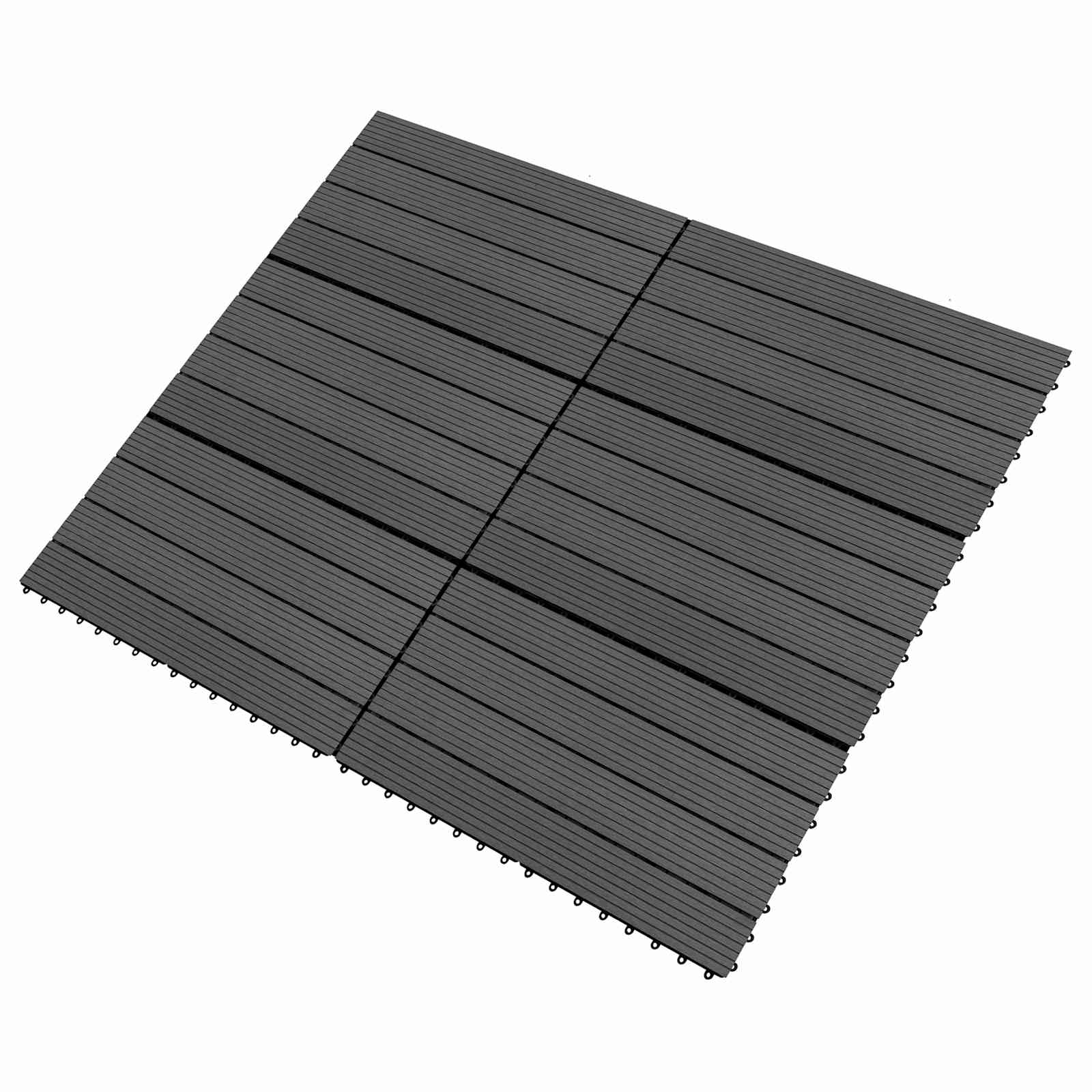 Terrassenfliese 6 pcs Schwarz 60 x 30 cm WPC