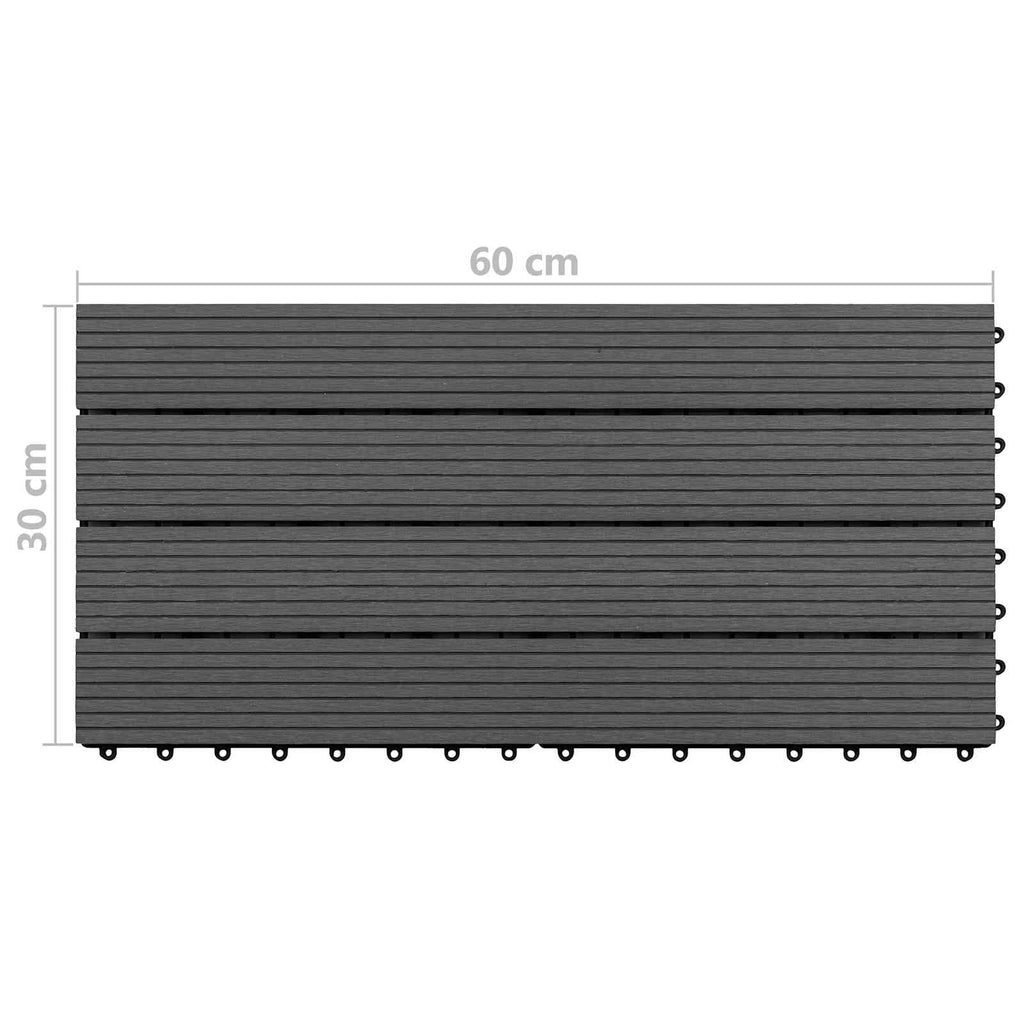 Terrassenfliese 6 pcs Schwarz 60 x 30 cm WPC