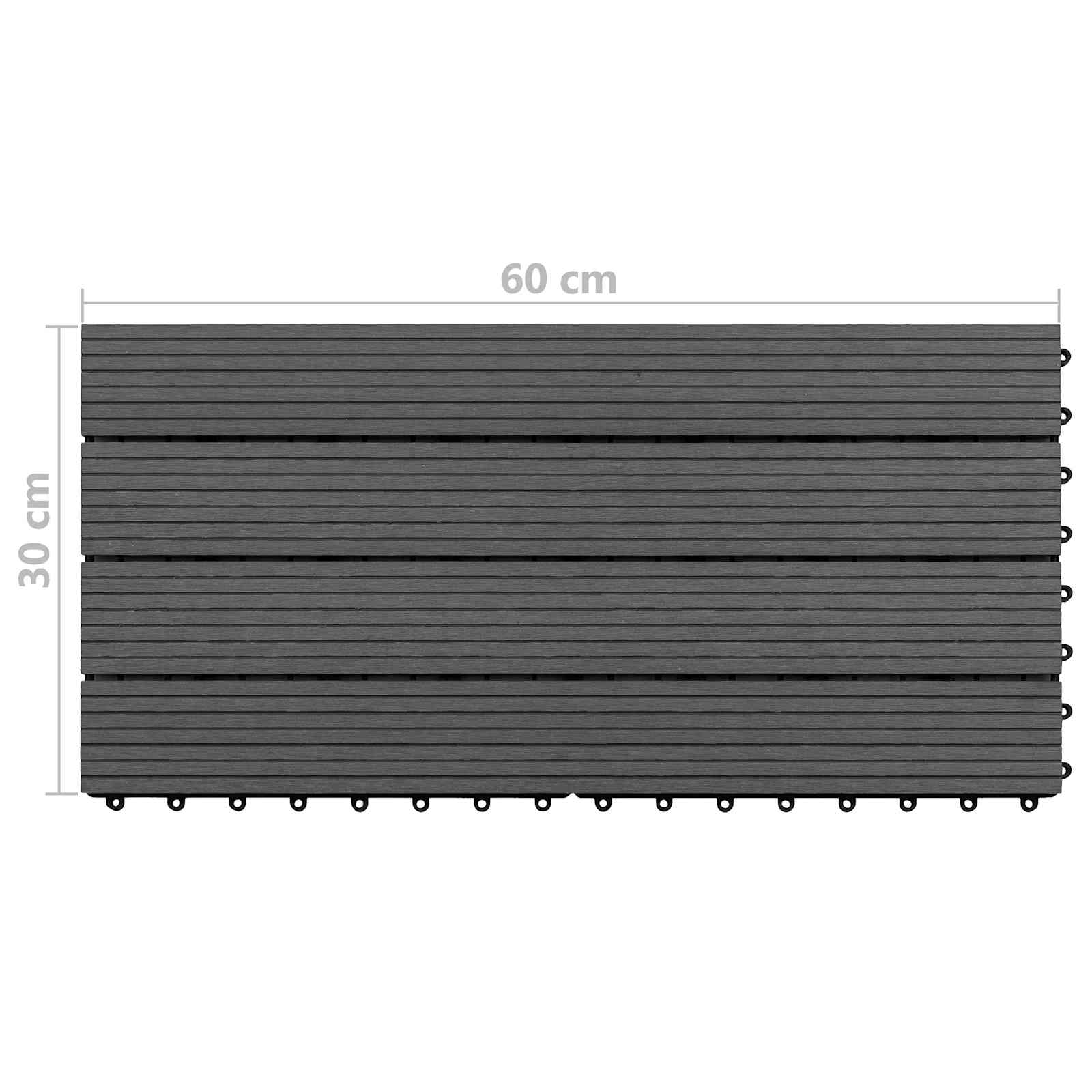 Terrassenfliese 6 pcs Schwarz 60 x 30 cm WPC