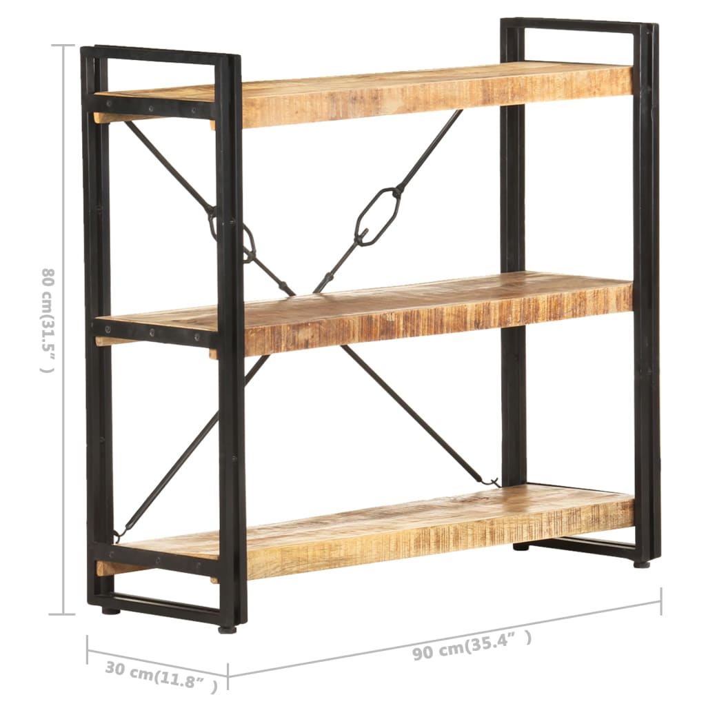 Bücherregal 3 Fächer 90x30x80 cm Mango Massivholz
