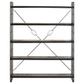 Bücherregal 5 Fächer Schwarz 140x30x180 cm Mango Massivholz