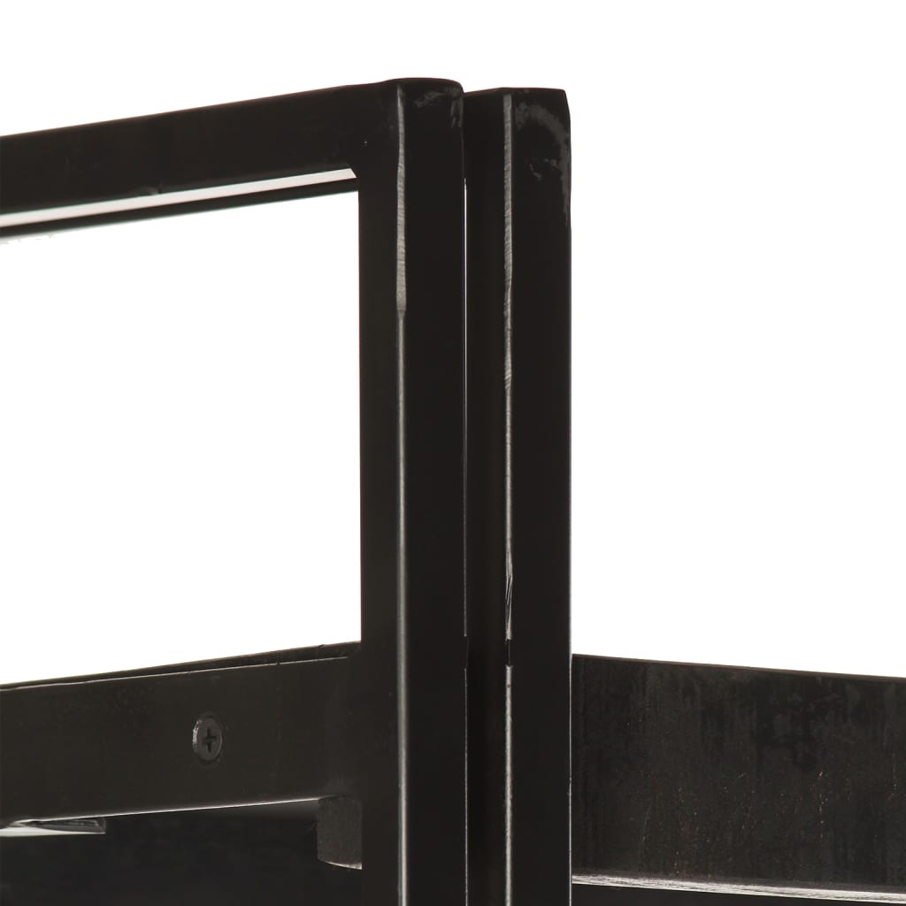 Bücherregal 5 Fächer Schwarz 140x30x180 cm Mango Massivholz