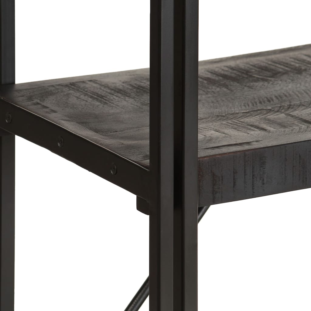 Bücherregal 5 Fächer Schwarz 140x30x180 cm Mango Massivholz