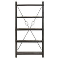 Bücherregal 5 Fächer Schwarz 90x30x180 cm Mango Massivholz