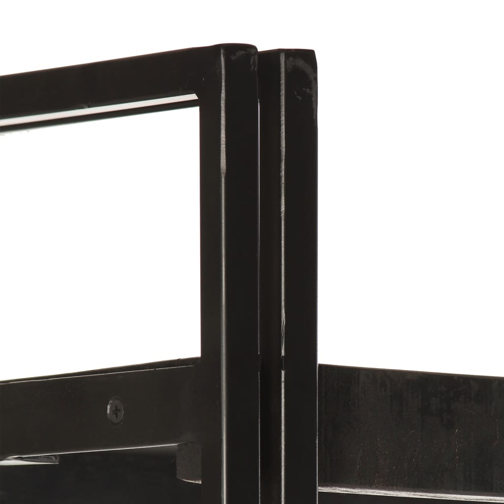 Bücherregal 5 Fächer Schwarz 90x30x180 cm Mango Massivholz