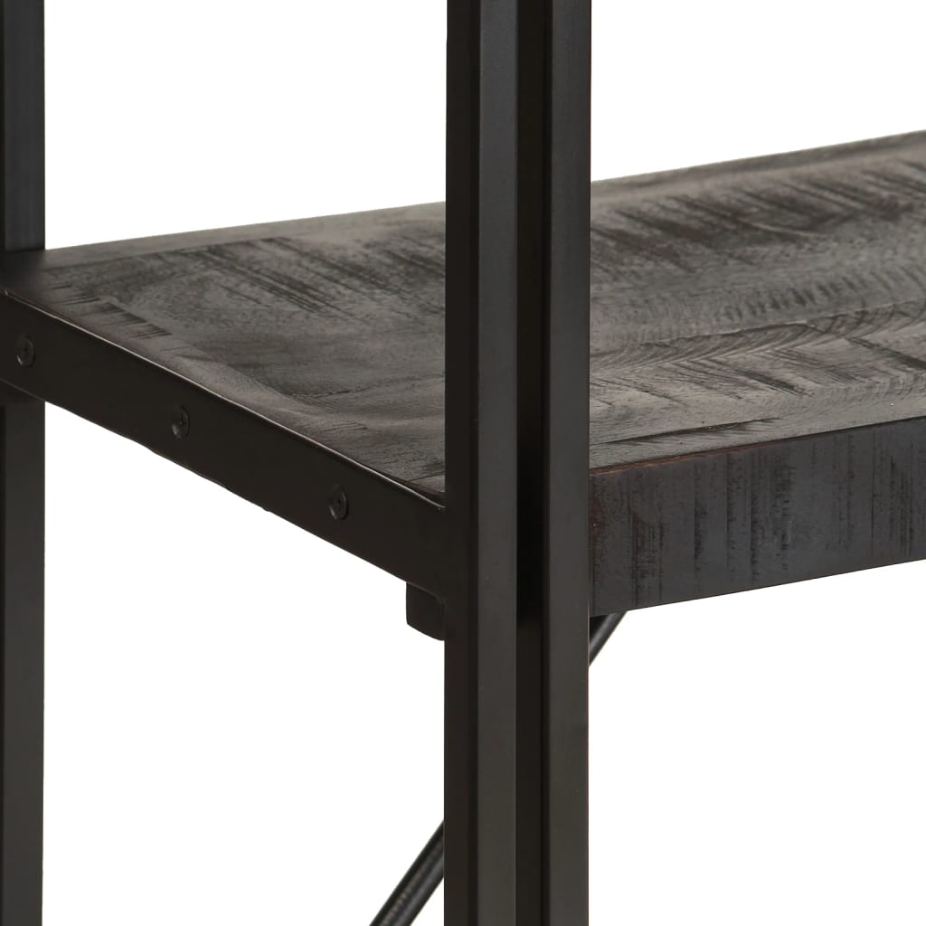Bücherregal 5 Fächer Schwarz 90x30x180 cm Mango Massivholz