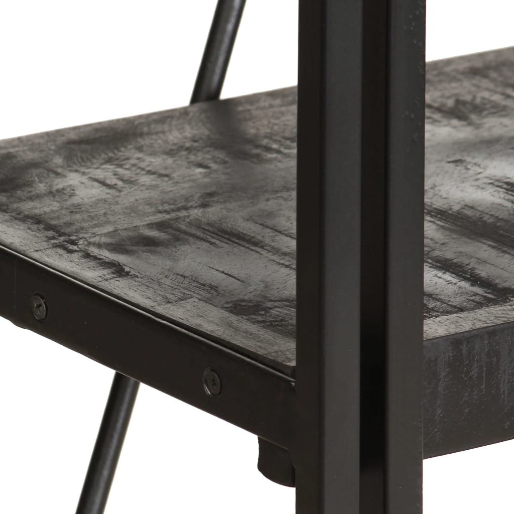 Bücherregal 5 Fächer Schwarz 60x30x180 cm Mango Massivholz