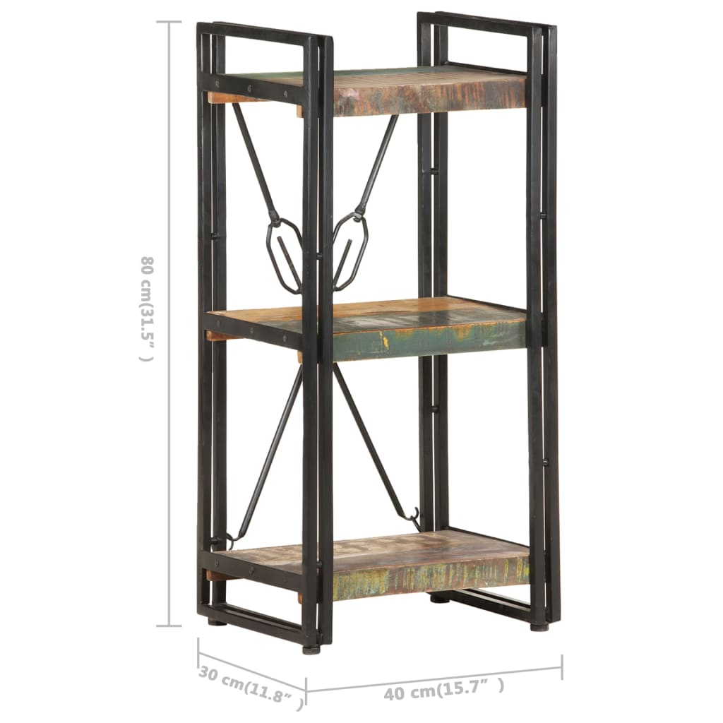Bücherregal 3 Fächer 40x30x80 cm Altholz Massiv