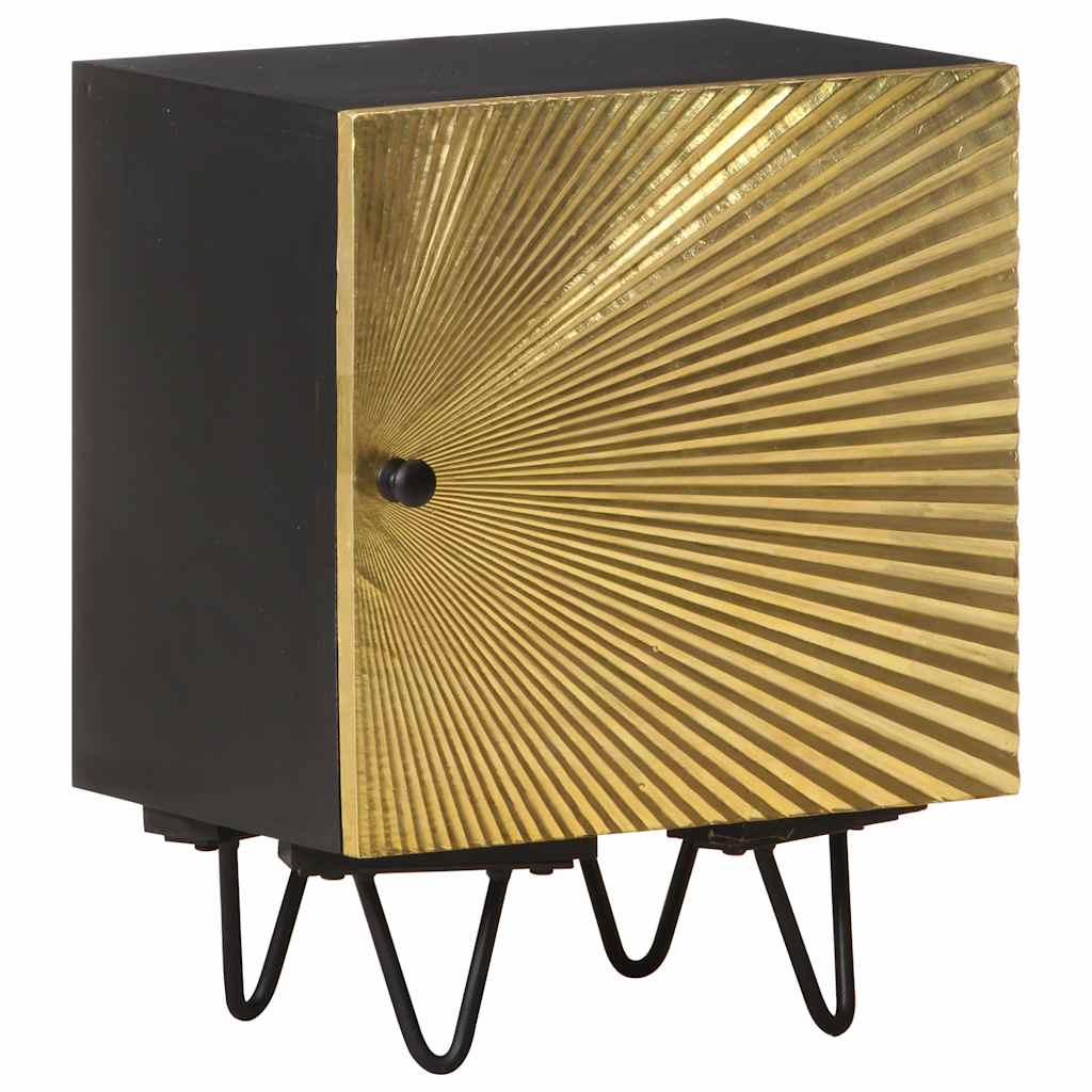 Nachttisch mit Messing-Front 40x30x50 cm Massivholz Mango
