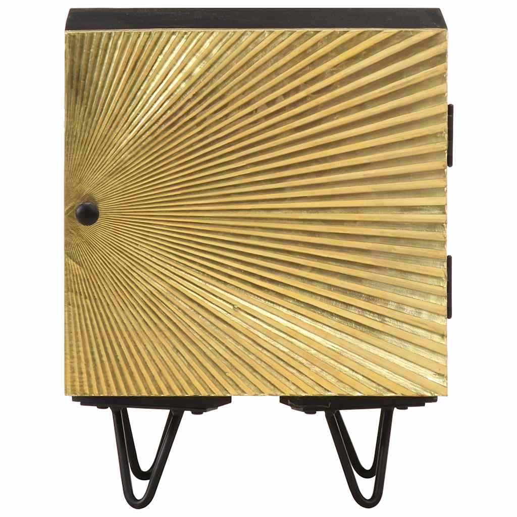 Nachttisch mit Messing-Front 40x30x50 cm Massivholz Mango