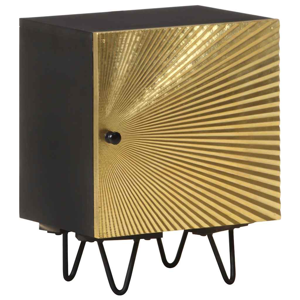 Nachttisch mit Messing-Front 40x30x50 cm Massivholz Mango