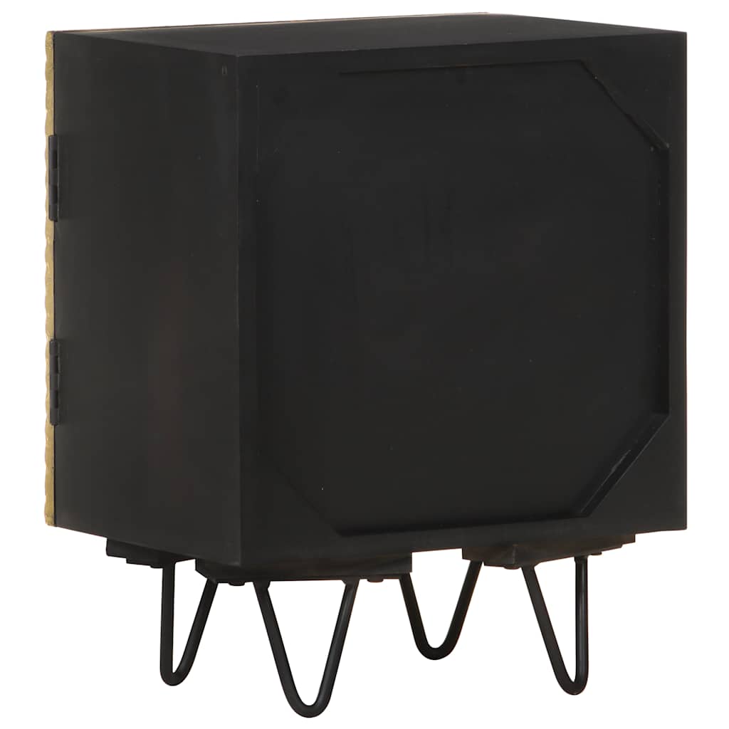 Nachttisch mit Messing-Front 40x30x50 cm Massivholz Mango