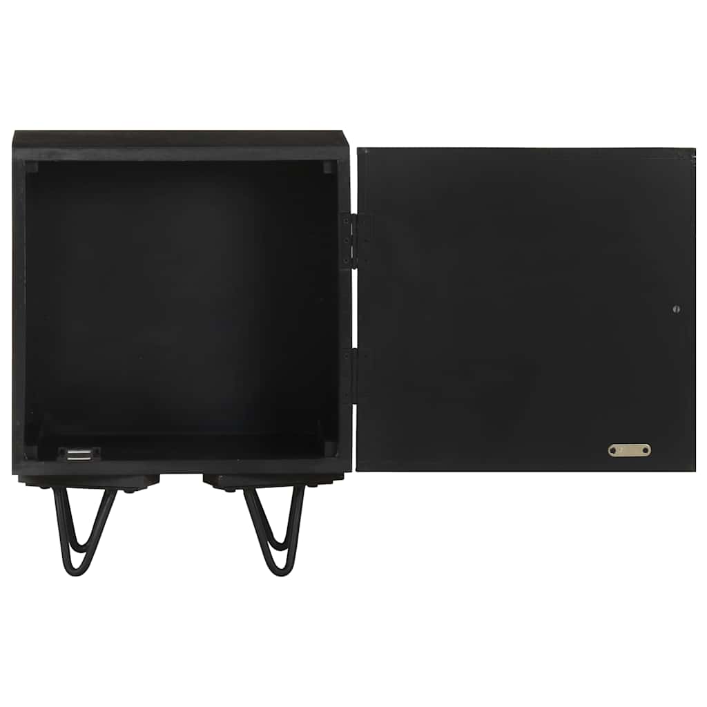 Nachttisch mit Messing-Front 40x30x50 cm Massivholz Mango
