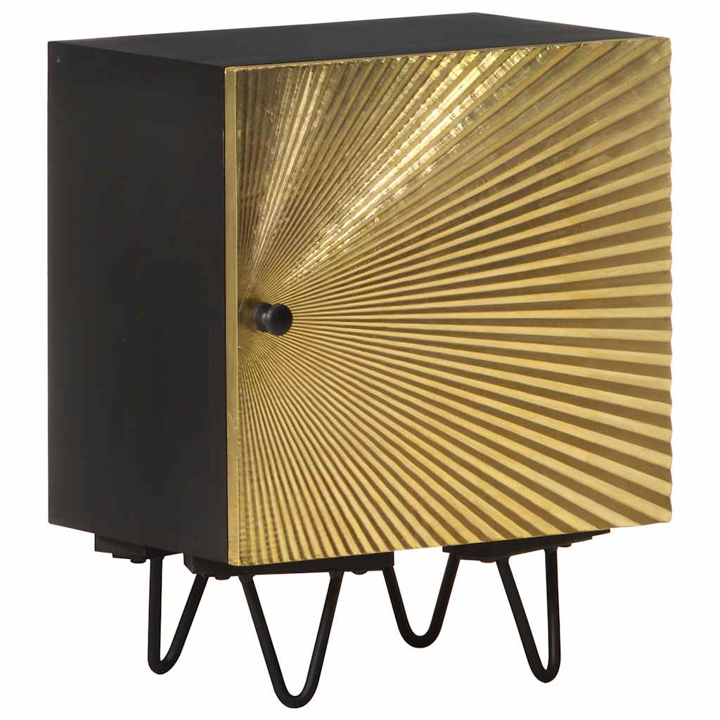 Nachttisch mit Messing-Front 40x30x50 cm Massivholz Mango