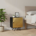 Nachttisch mit Messing-Front 40x30x50 cm Massivholz Mango