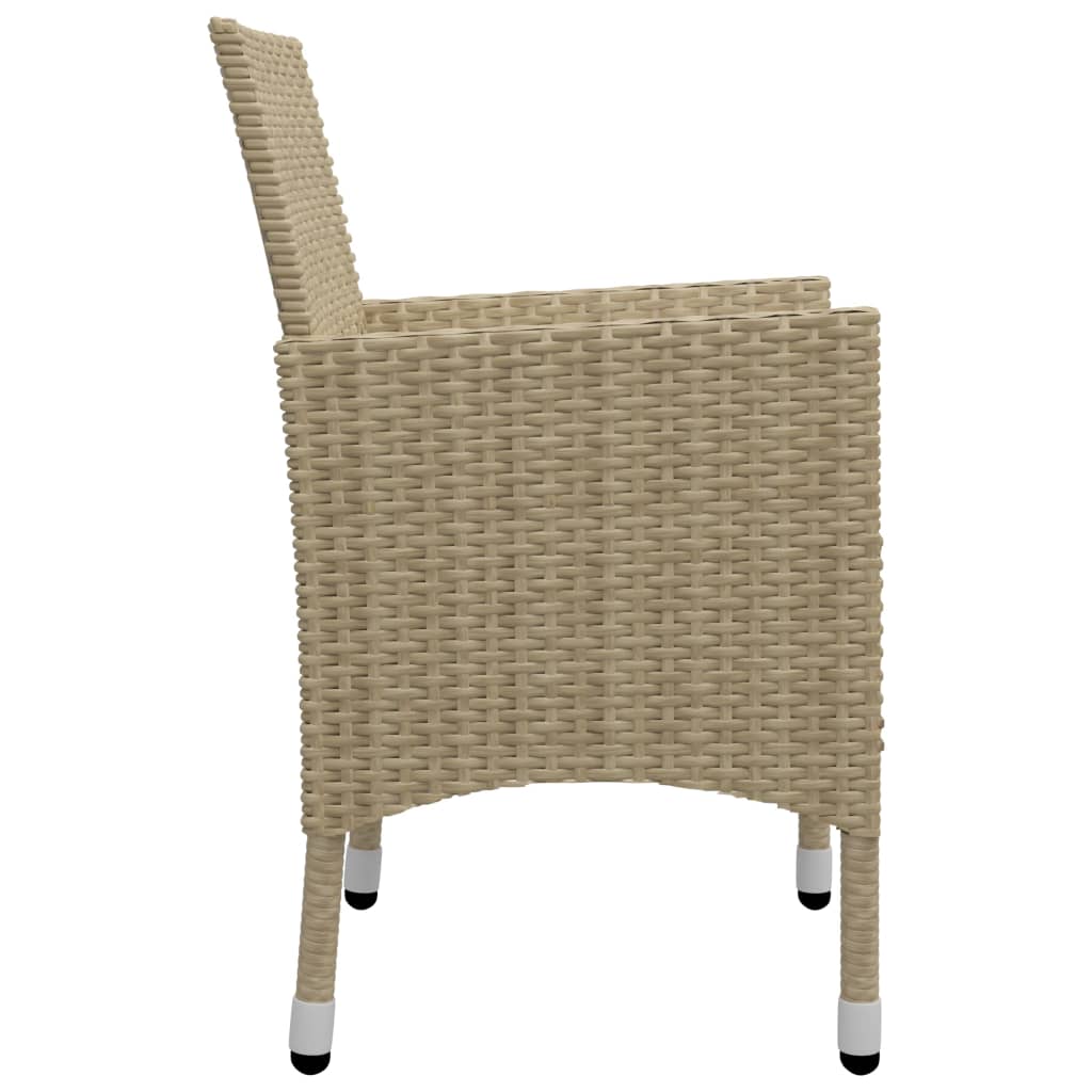 3-tlg. Garten-Essgruppe Beige Poly Rattan und Glas